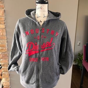 DIESEL Hooded Zipper Sweatshirt - Size 16, Unisex Small